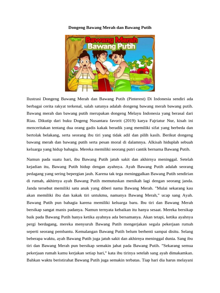 Dongeng Bawang Merah Dan Bawang Putih | PDF