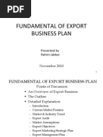 Fundamentals of Export Business Plan Major Points