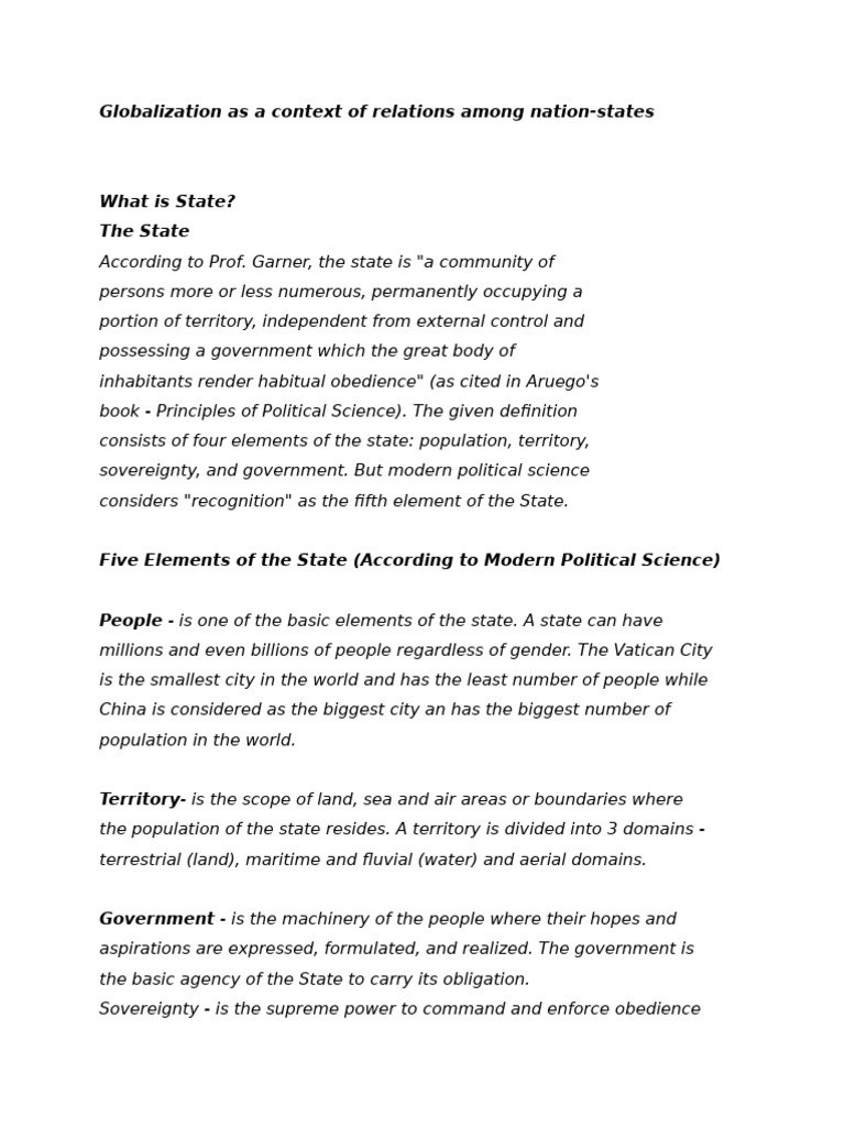 Globalization As A Context of Relations Among Nation-States - 084749 | PDF