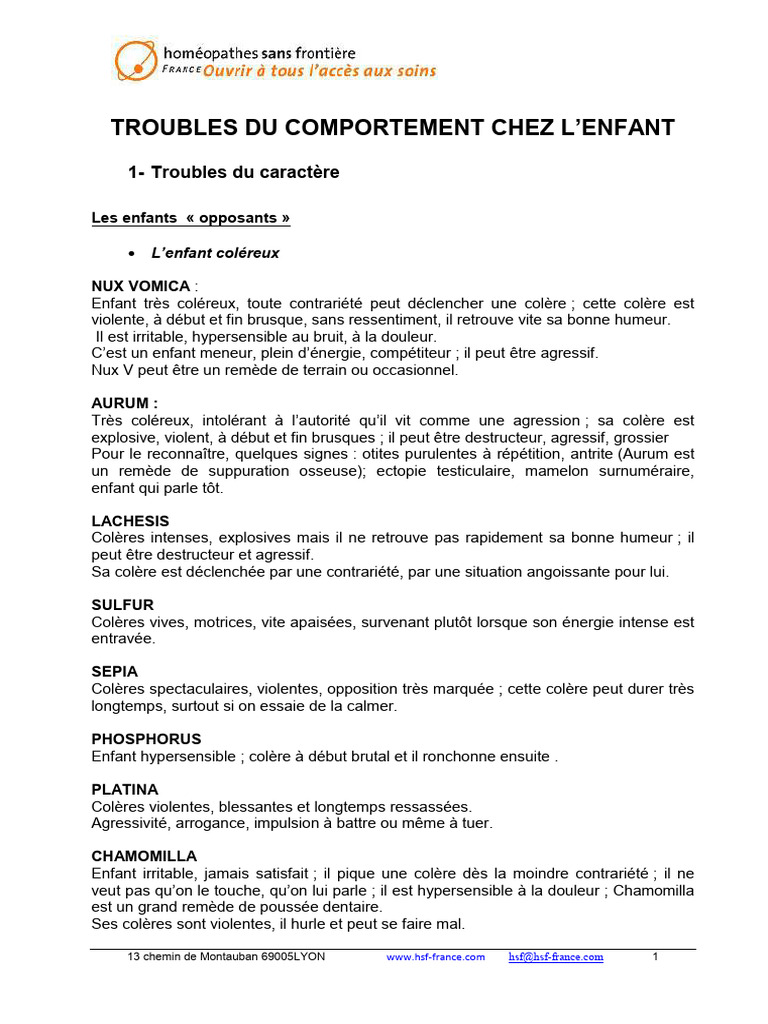 Troubles Du Comportement Enfant-2 | PDF