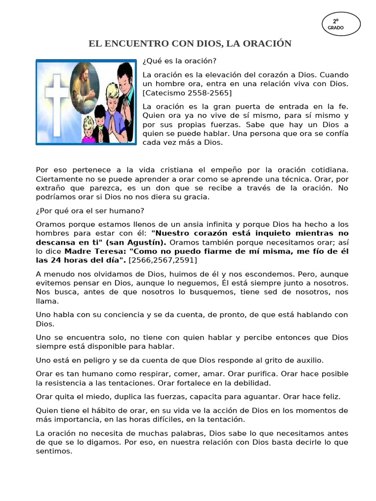 El Encuentro Con Dios, La Oracion 2° Grado | PDF