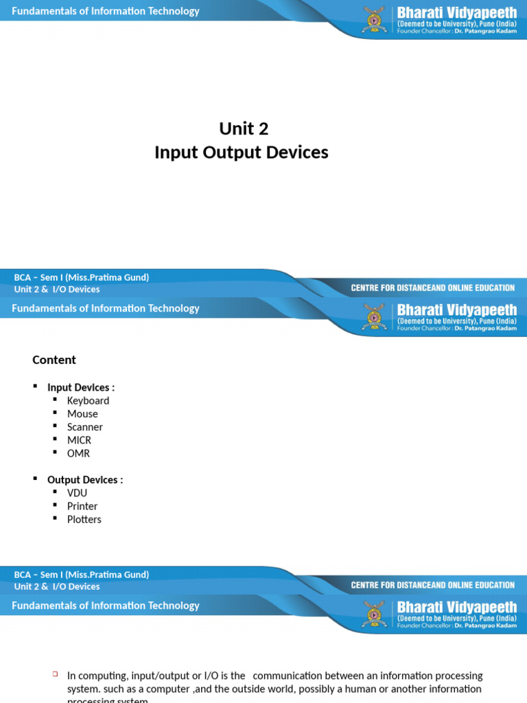 FIT - Ol - Unit 2 - Input - Output | PDF