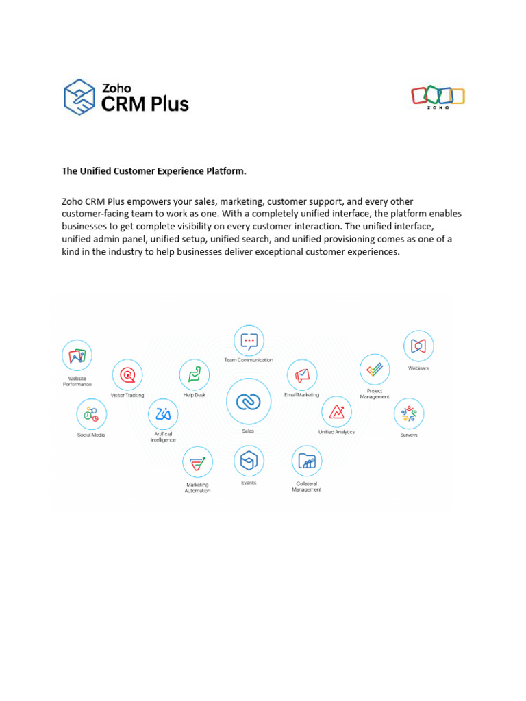 Zoho CRM Plus Features Overview | PDF | Customer Relationship ...