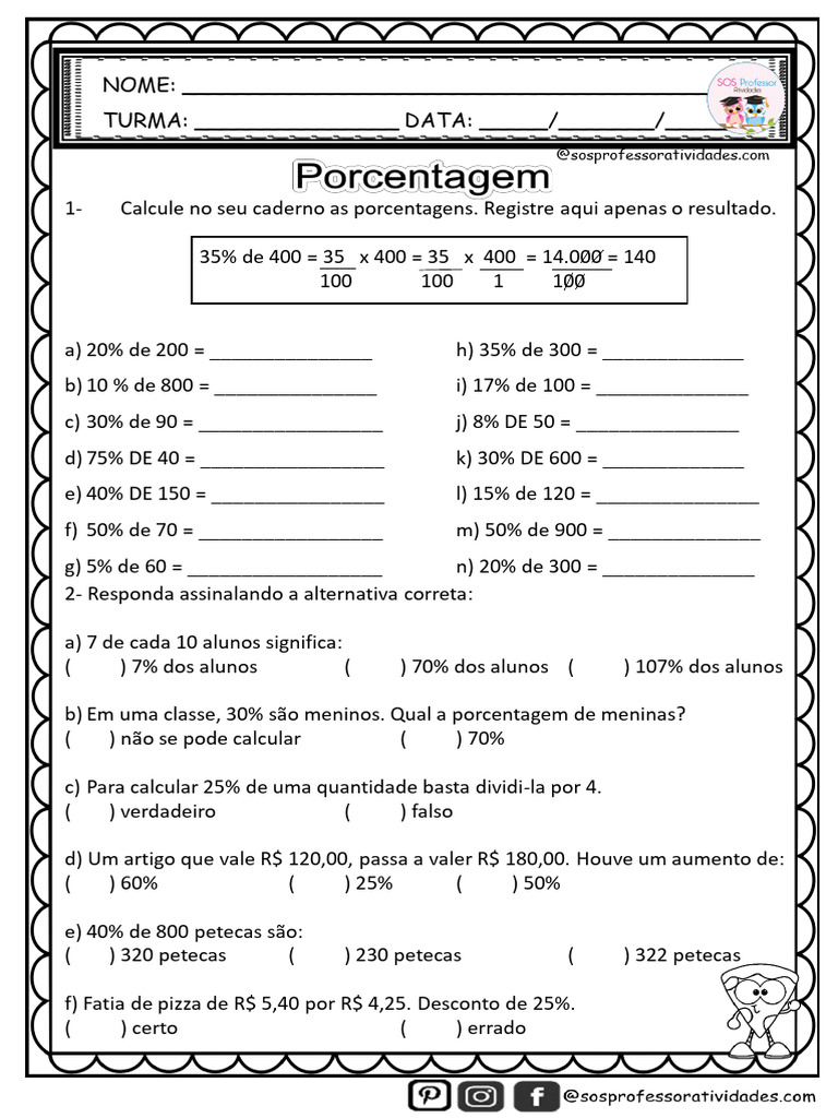 5 Ano Porcentagem | PDF