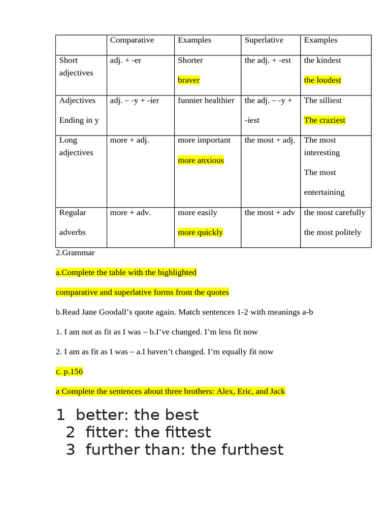 1 Better: The Best 2 Fitter: The Fittest 3 Further Than: The Furthest | PDF