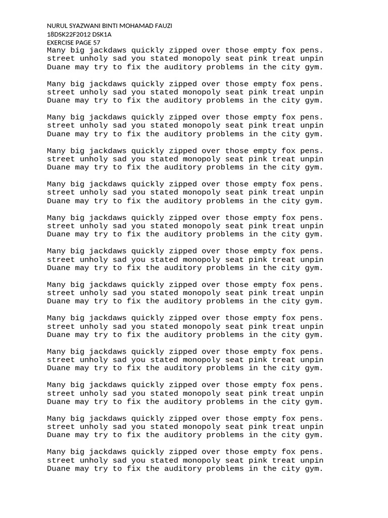 Exercise Page 57 Repetition Practice | PDF