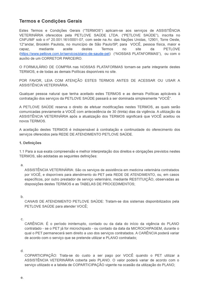 Termos e Condições Gerais | PDF