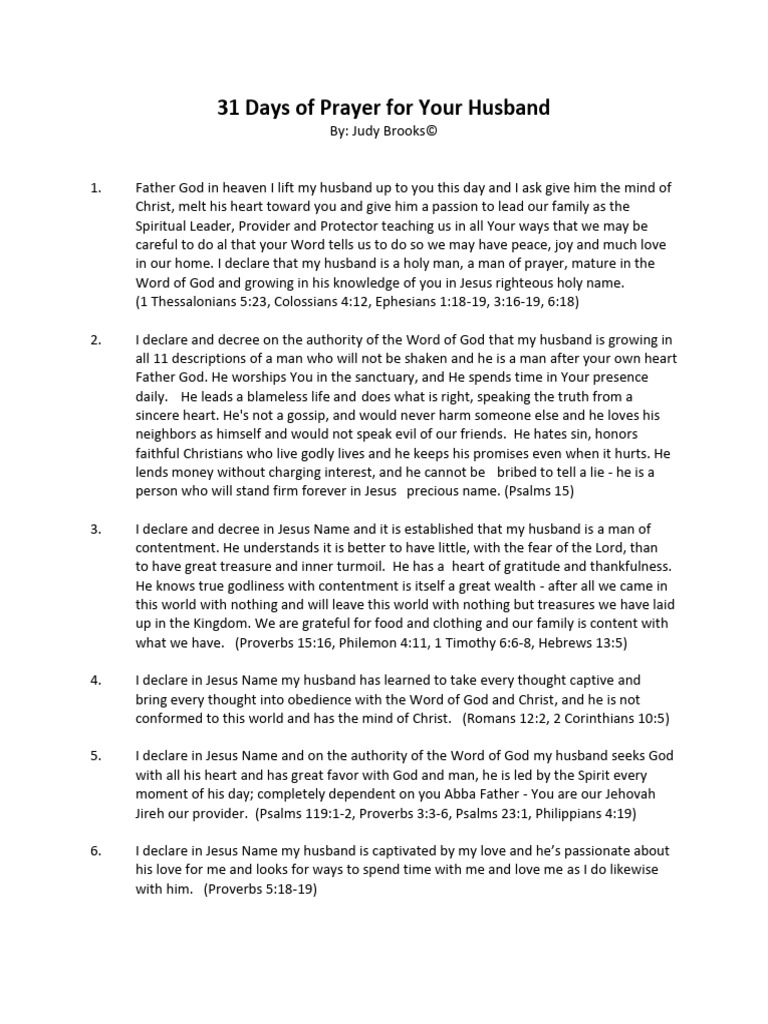 31 Days of Prayer for Your Husband PDF Jesus God
