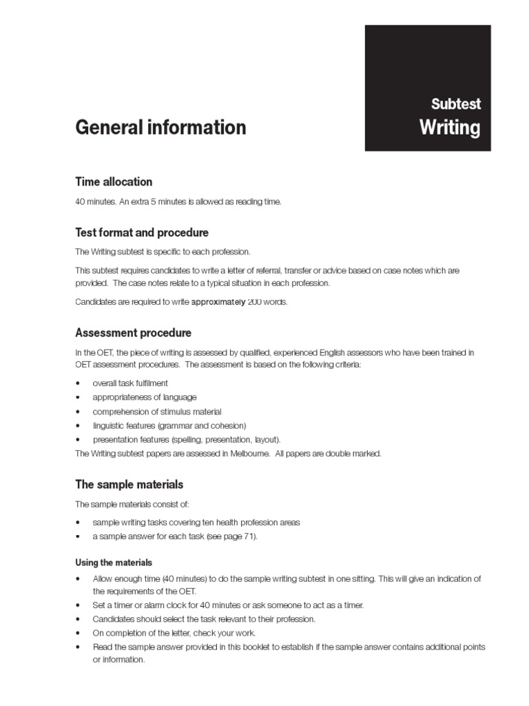 Oet Writing Physical Therapy Dentistry