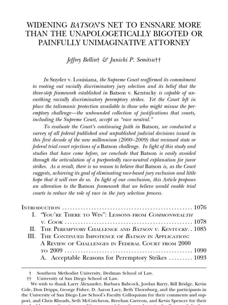 Widening Batson's NetCornell Law Review Semitsu Peremptory