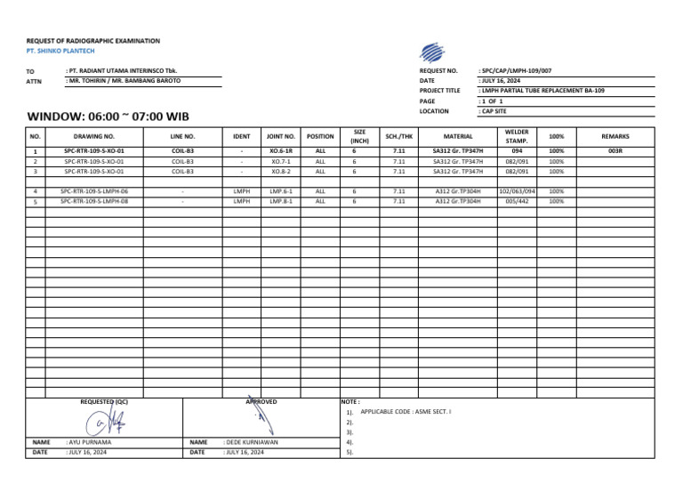 Request of RT (LMPH BA-109) | PDF