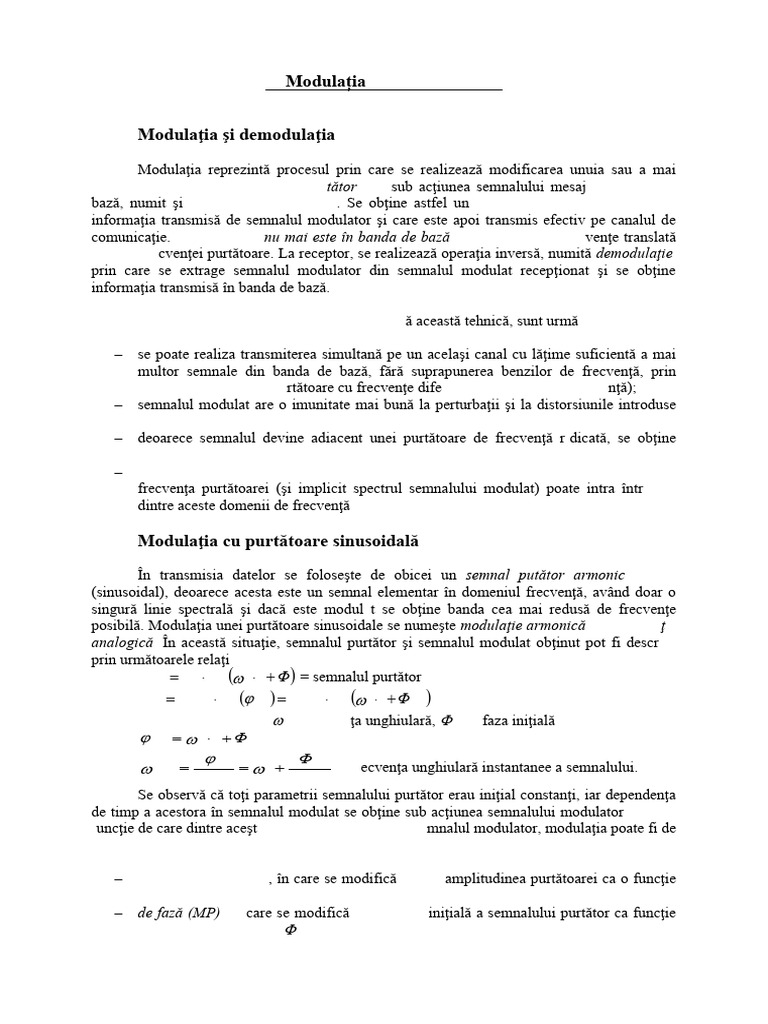 de Amplitudine: Modulația Modulaţia Şi Demodulaţia | PDF