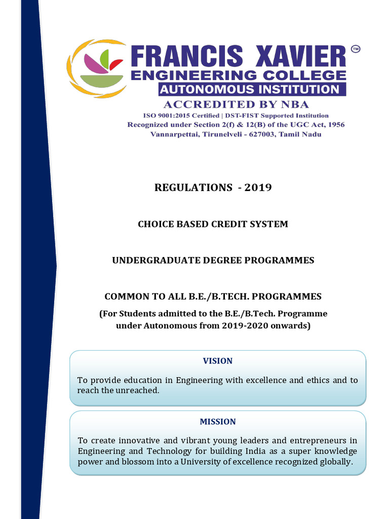 2019 B.E./B.Tech. Regulations Overview | PDF | Academic Degree ...