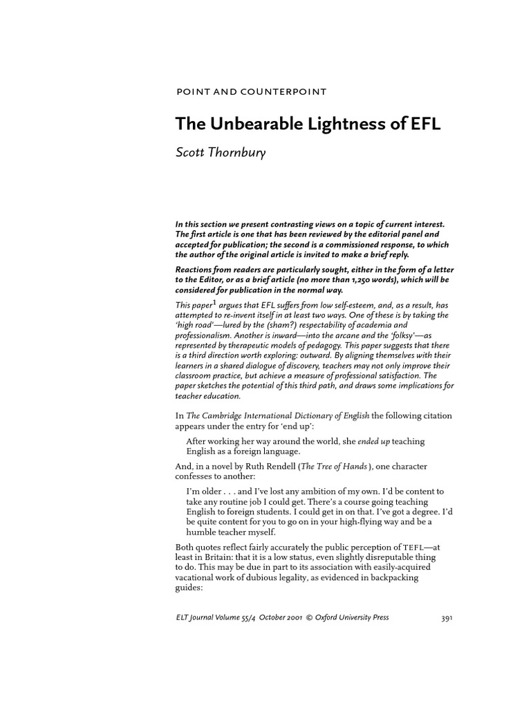 The Unbearable Lightness of ELT - Scott Thornbury | PDF
