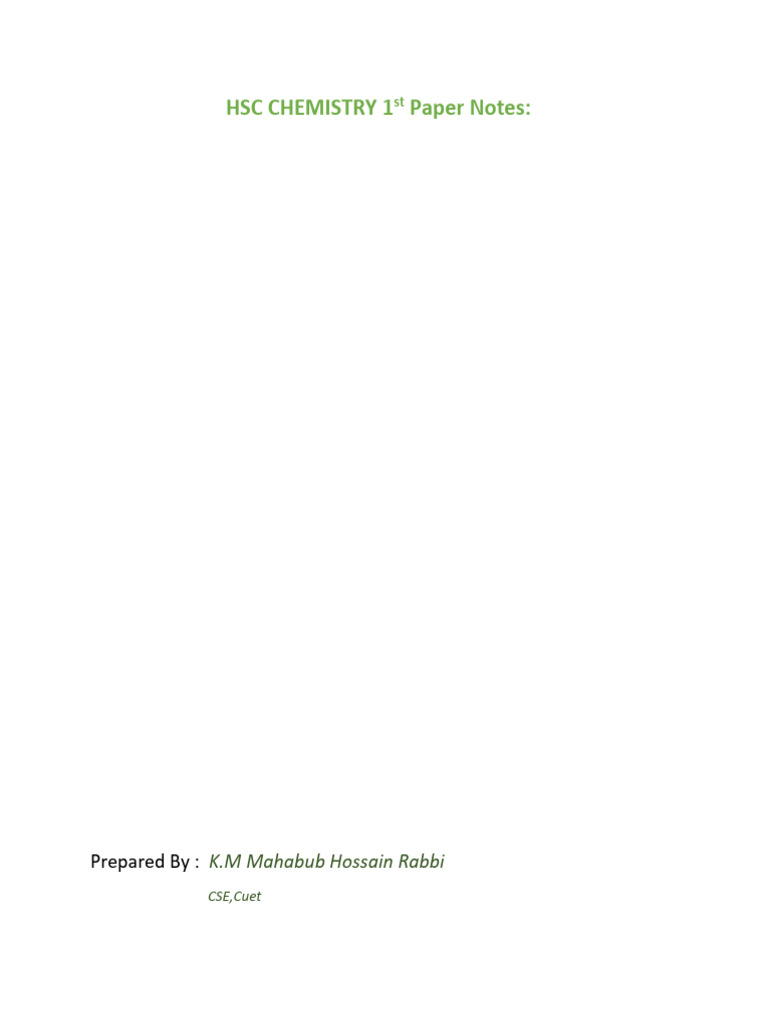 Hsc Chemistry 1st Paper Notes Chapter 3 Pdf