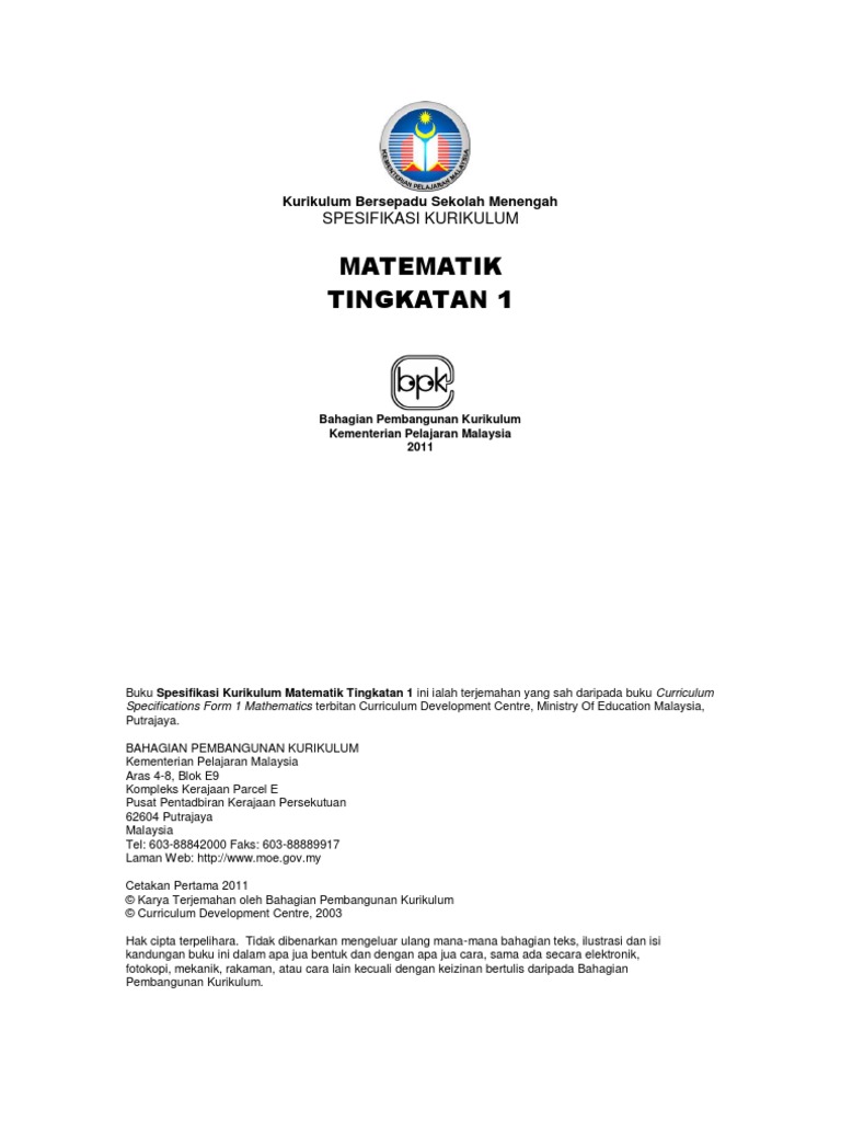 Matematik Tingkatan 1 Pdf