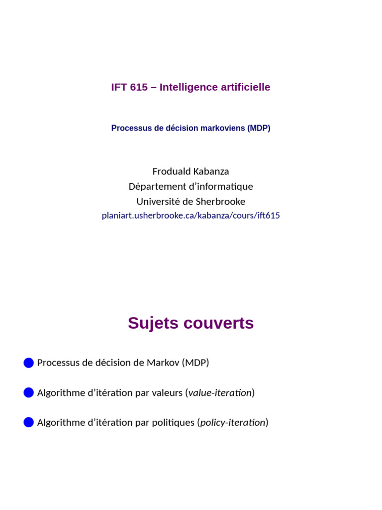 Ift615 11 MDP | PDF
