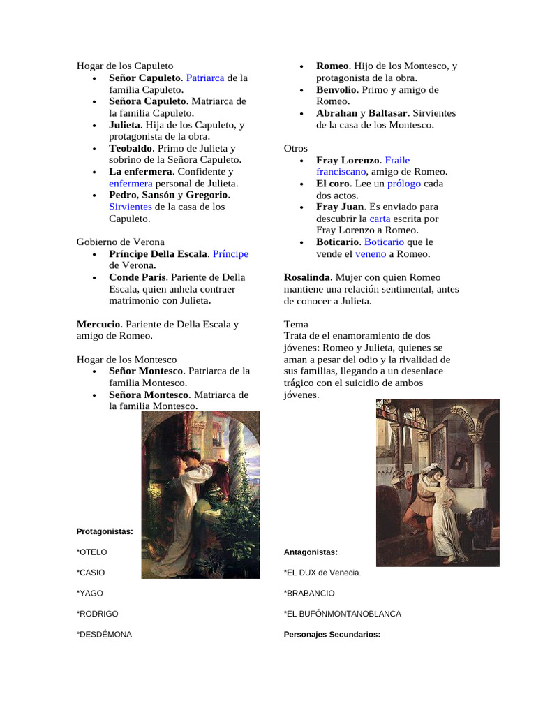 Hogar de Los Capuleto | PDF | Romeo y Julieta | Clásicos