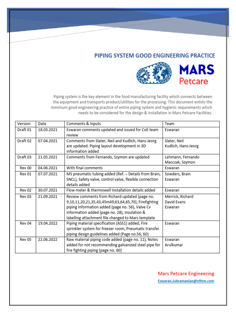 Piping System Engineering Standards | PDF | Pipe (Fluid Conveyance ...