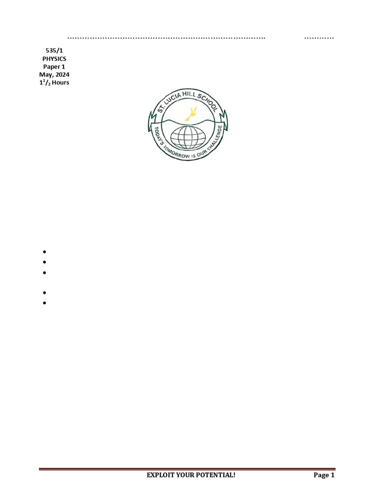 Bot Ii 2024 S.2 Phy 1 | PDF
