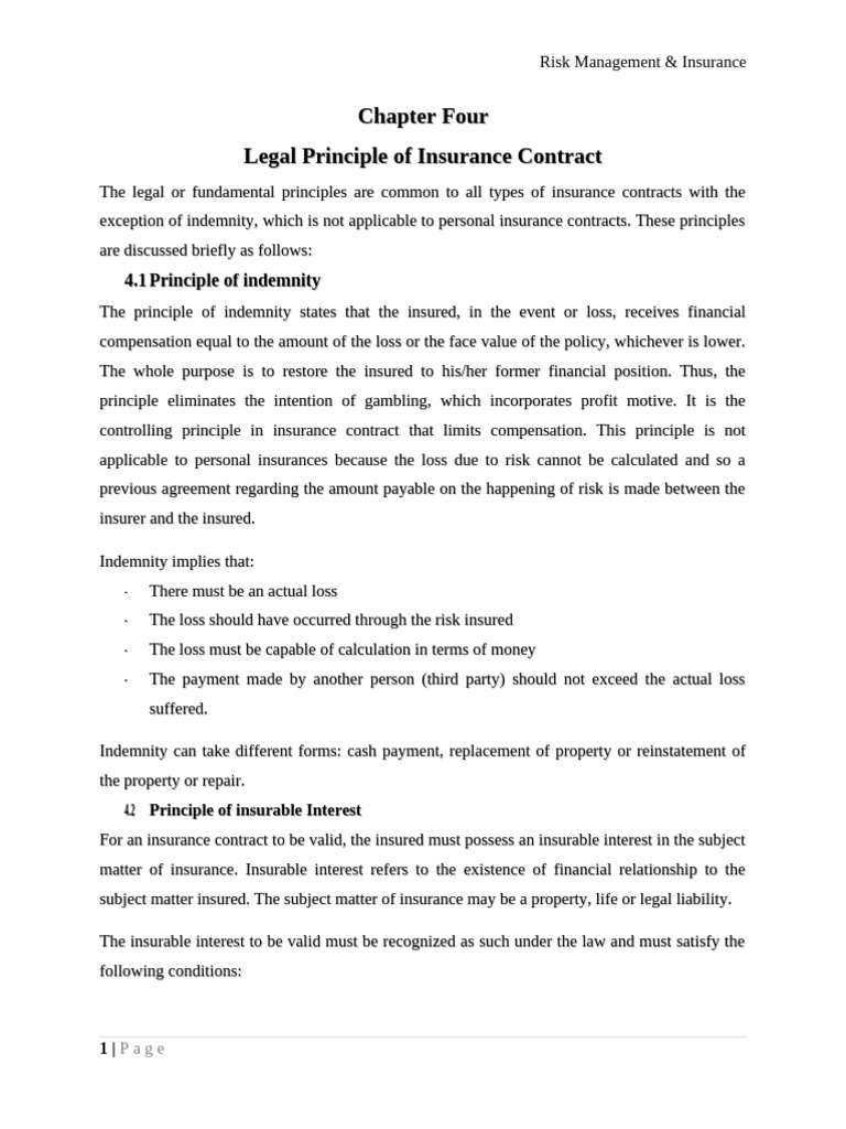Chapter 4-Legal Principle of Insurance Contract | PDF | Insurance ...