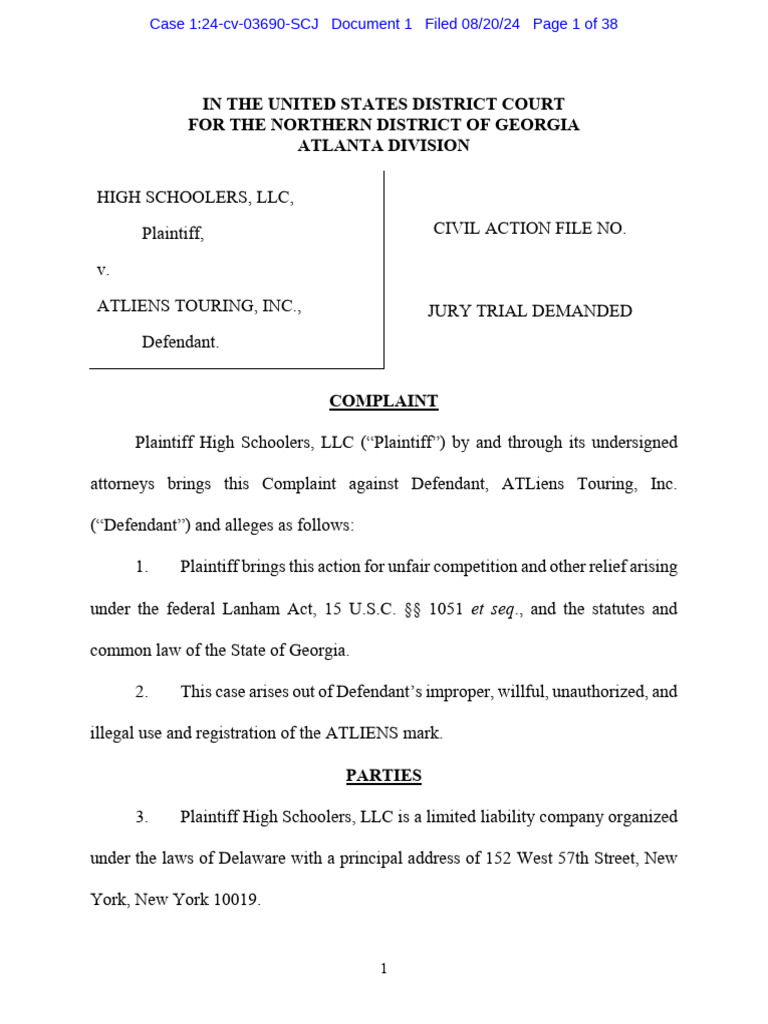 ATLiens Lawsuit | PDF | Lawsuit | Legal Remedy