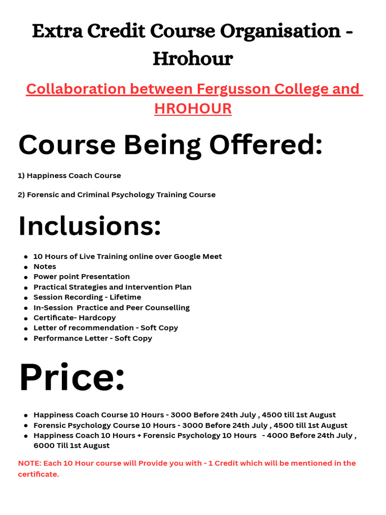 Extra Credit Course - Organization - Hrohour PDF | PDF