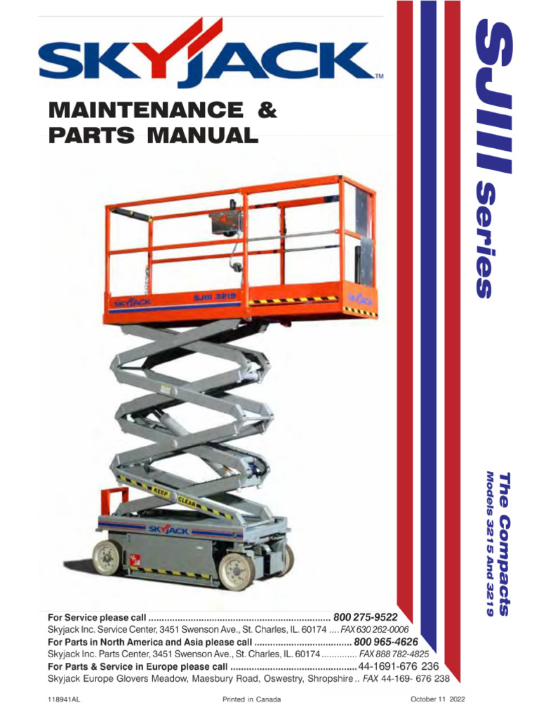 Skyjack Sjiii 3219 Maintenance and Parts Manual | PDF
