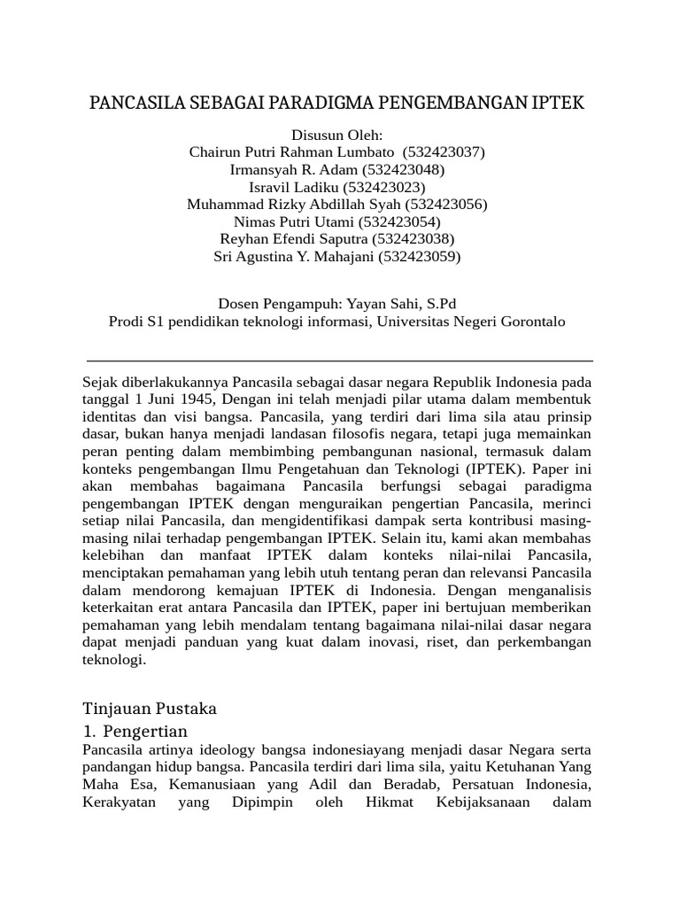 Pancasila Sebagai Paradigma Pengembangan Iptek | PDF