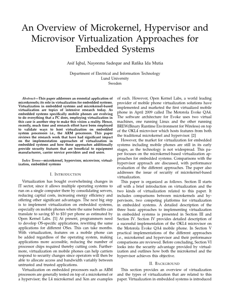 An overview of microkernel hypervisor and pdf