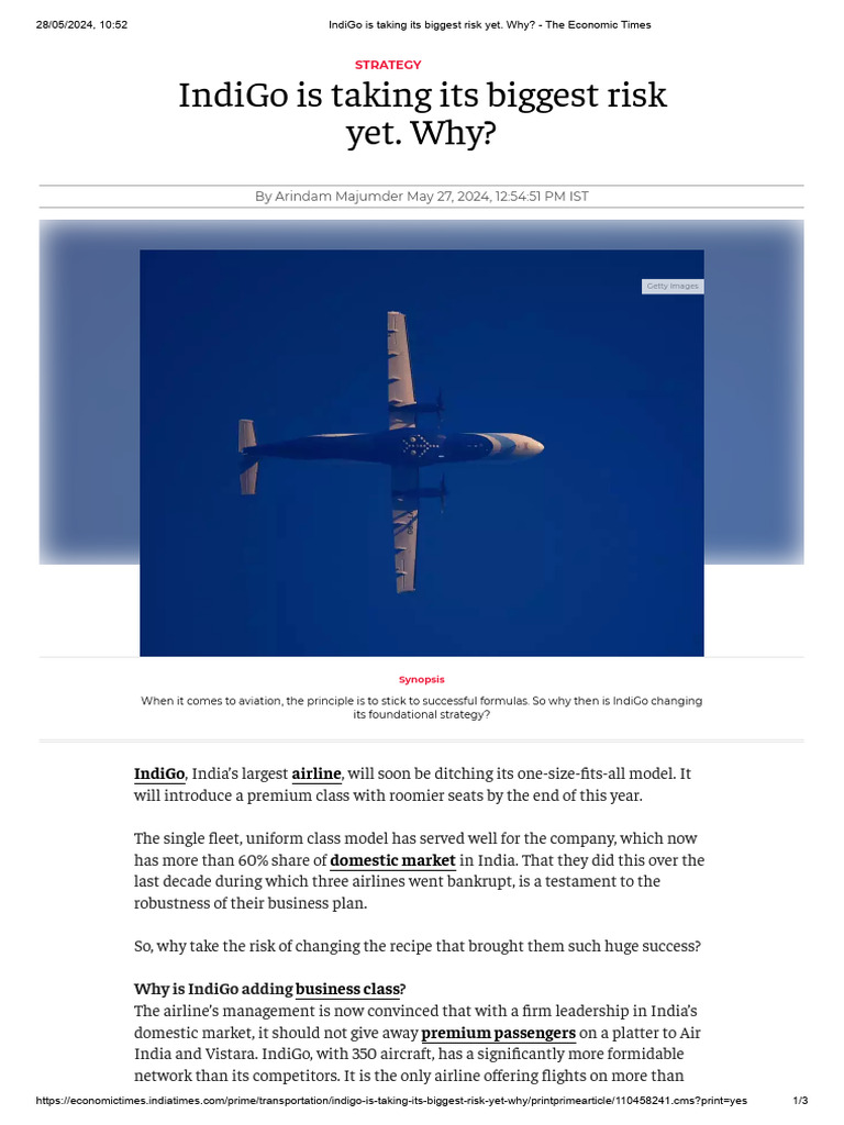 IndiGo Is Taking Its Biggest Risk Yet. | PDF