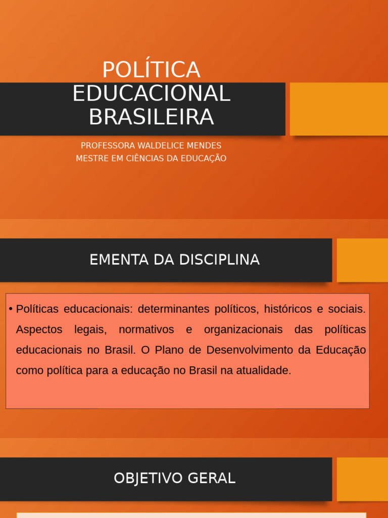 Política Educacional Brasileira 1 Unidade | PDF