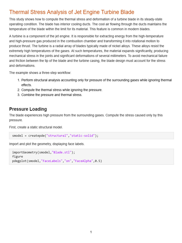 Thermal Stress Analysis Of JetEngine Turbine Blade Cousera 7549 | PDF