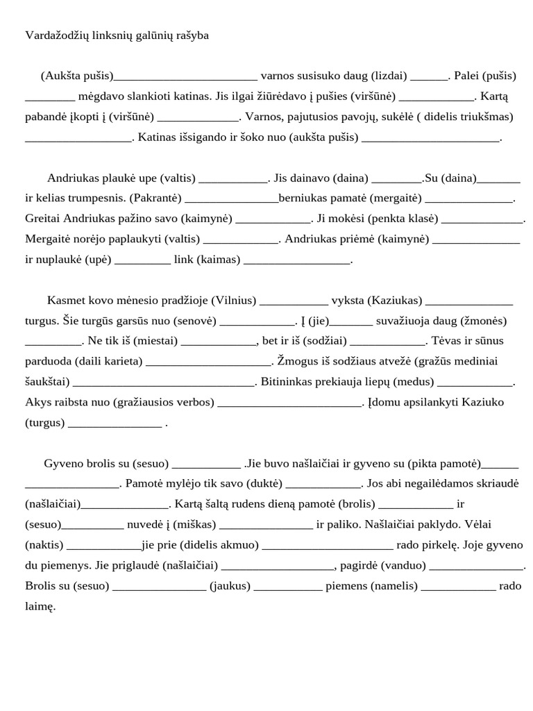 Vardazodziu Linksniu Rasyba | PDF