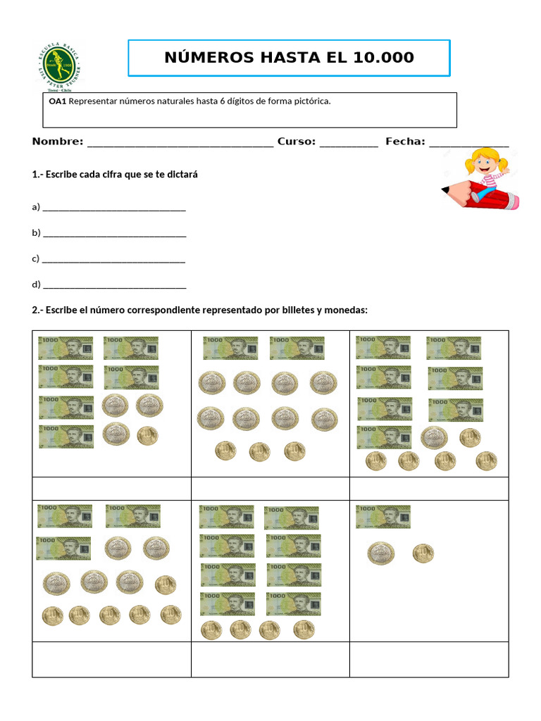 Actividades de Números hasta 10,000 | PDF | Aritmética | Notación ...