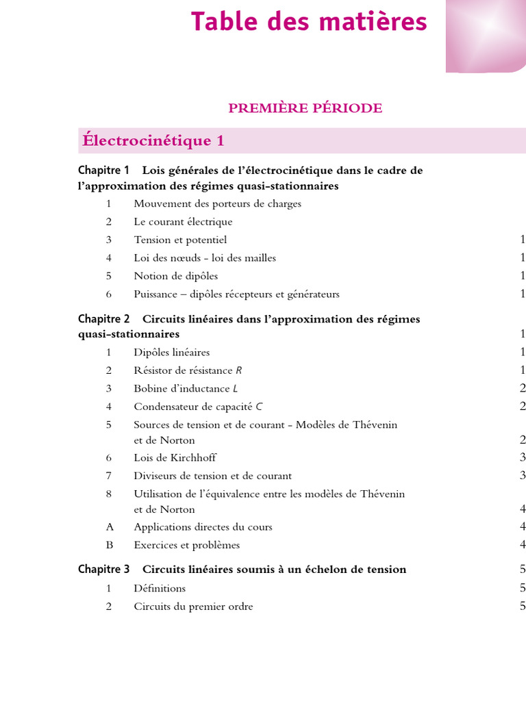 Table de Matière PHYSIQUE | PDF