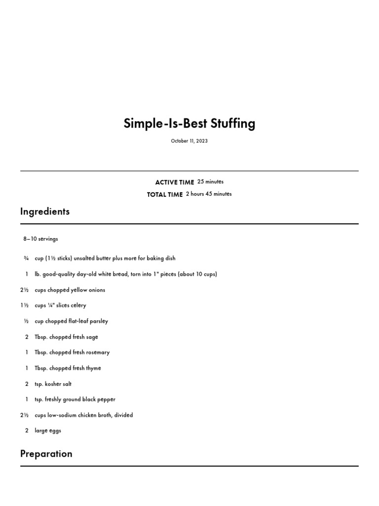 Simple is best stuffing recipe bon app tit pdf breads foods