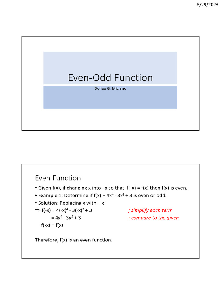 Even-Odd Function | PDF