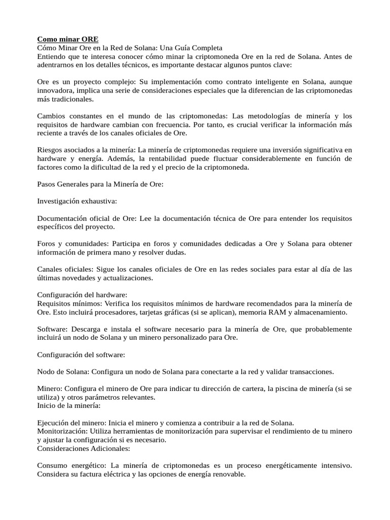 Mineração de Ore na Rede Solana | PDF | Tecnologia da Informação |  Engenharia da Computação
