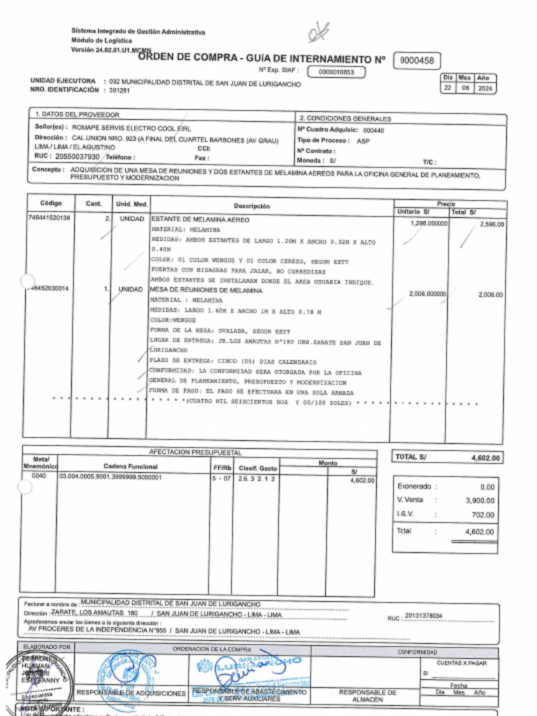 Orden de Compra Nº458-2024 | PDF