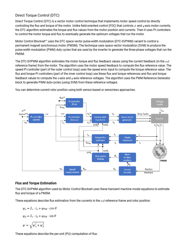 Direct Torque Control (DTC) : D-And Q-Axis Motor Currents | PDF