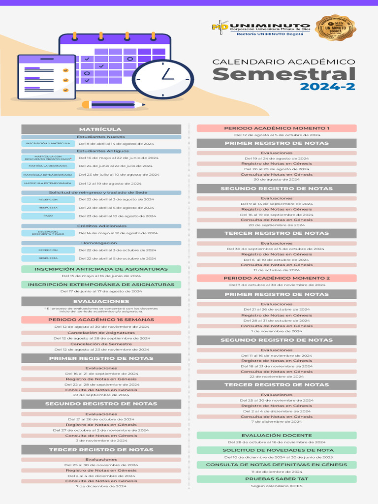 Calendario Académico 2024 II | PDF