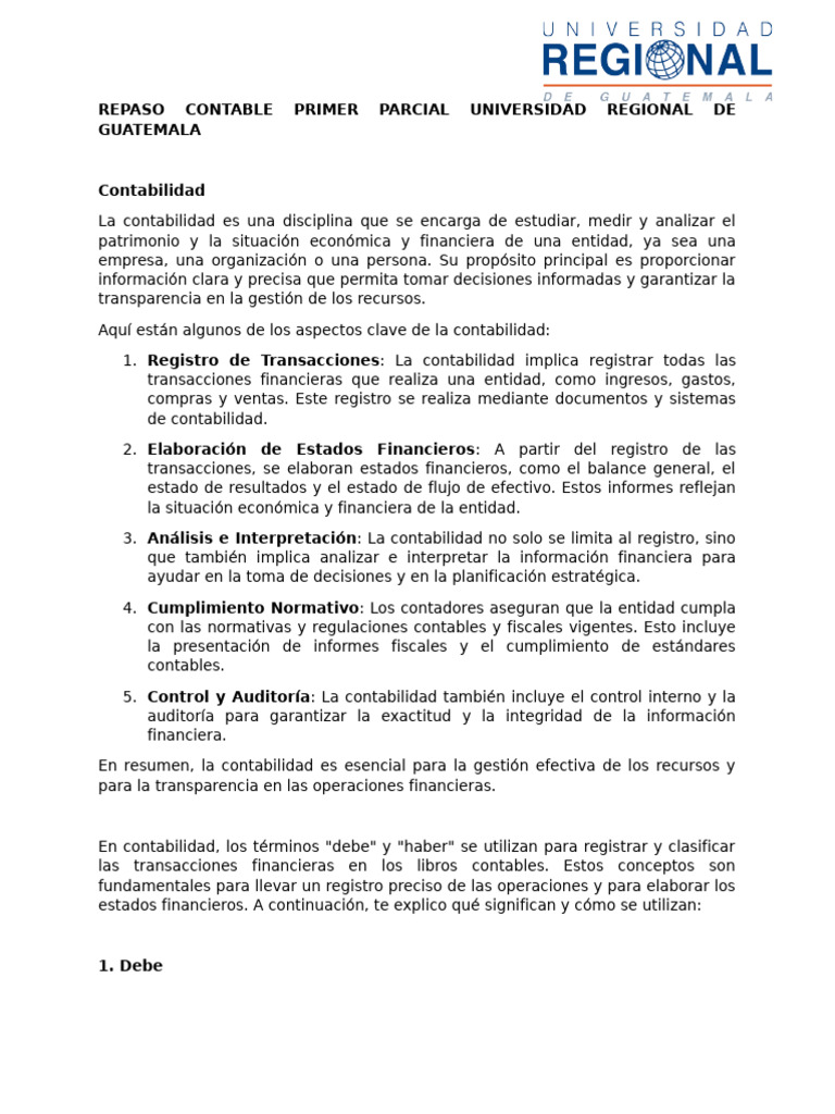 Repaso Contable Primer Parcial | PDF | Contabilidad | Bancos