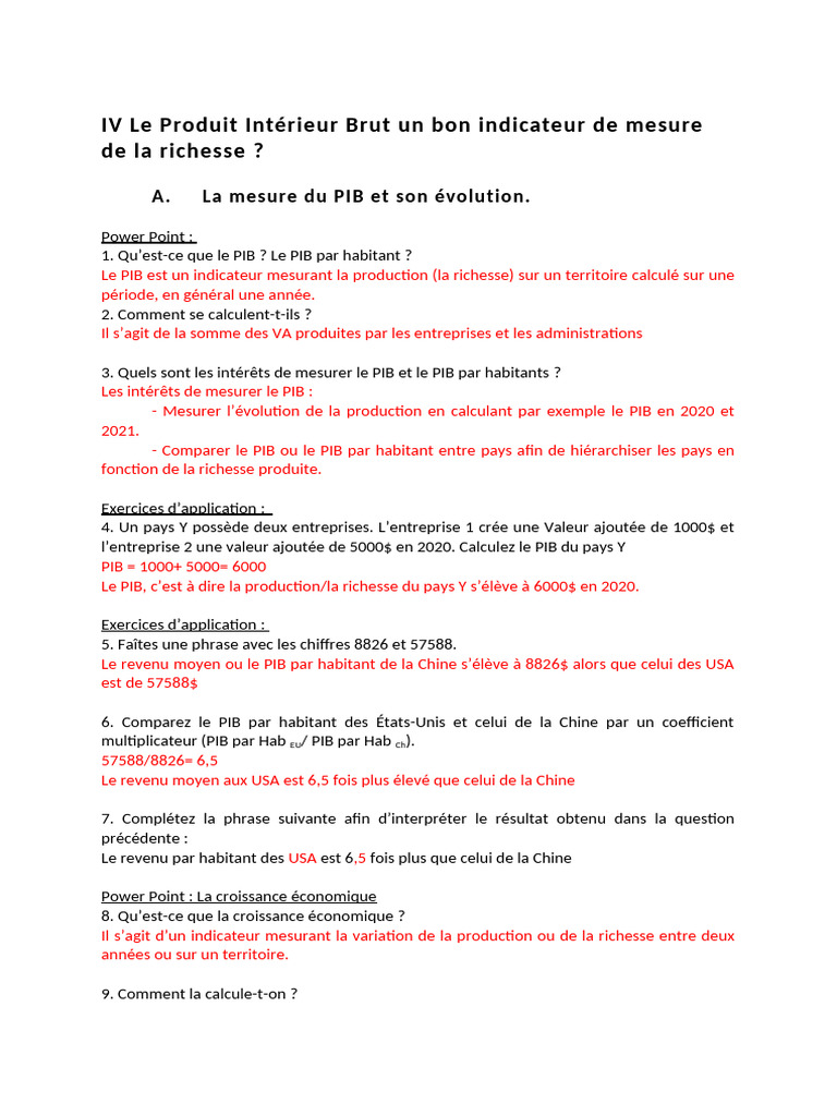 IV. A Correction Le PIB Une Mesure de La Production | PDF