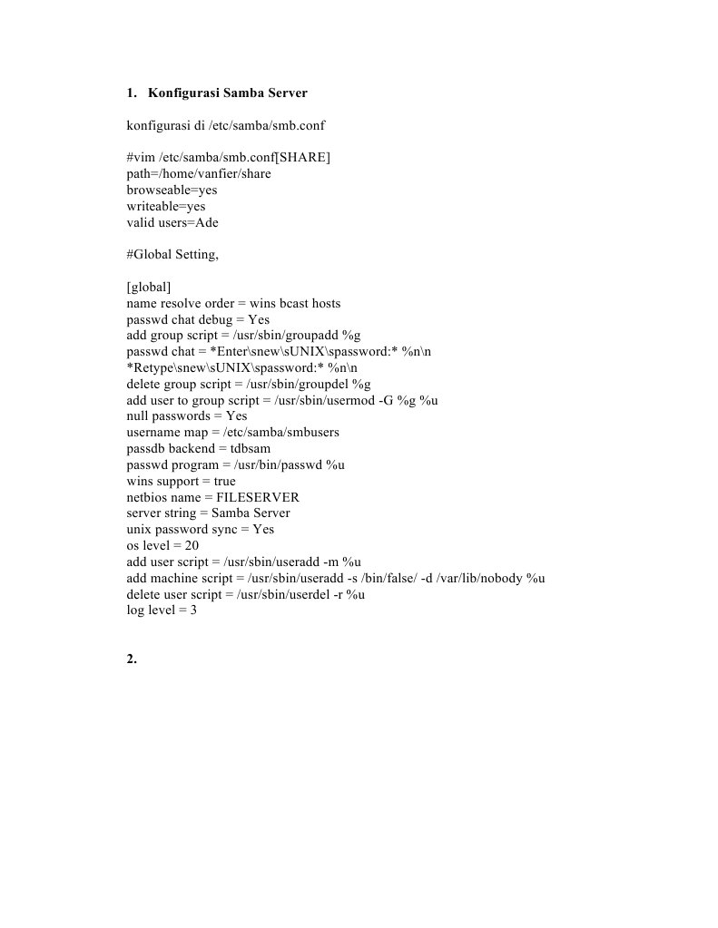 Samba Server Configuration Guide | PDF