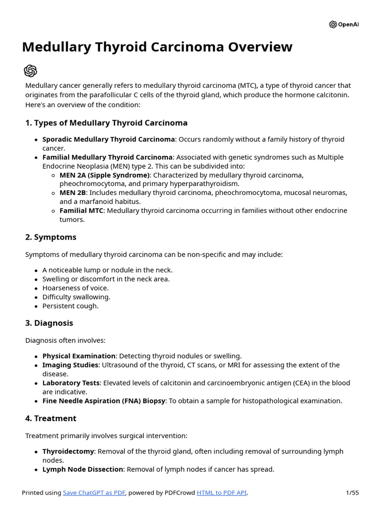 Medullary Thyroid Carcinoma Guide | PDF | Radiation Therapy | Thyroid