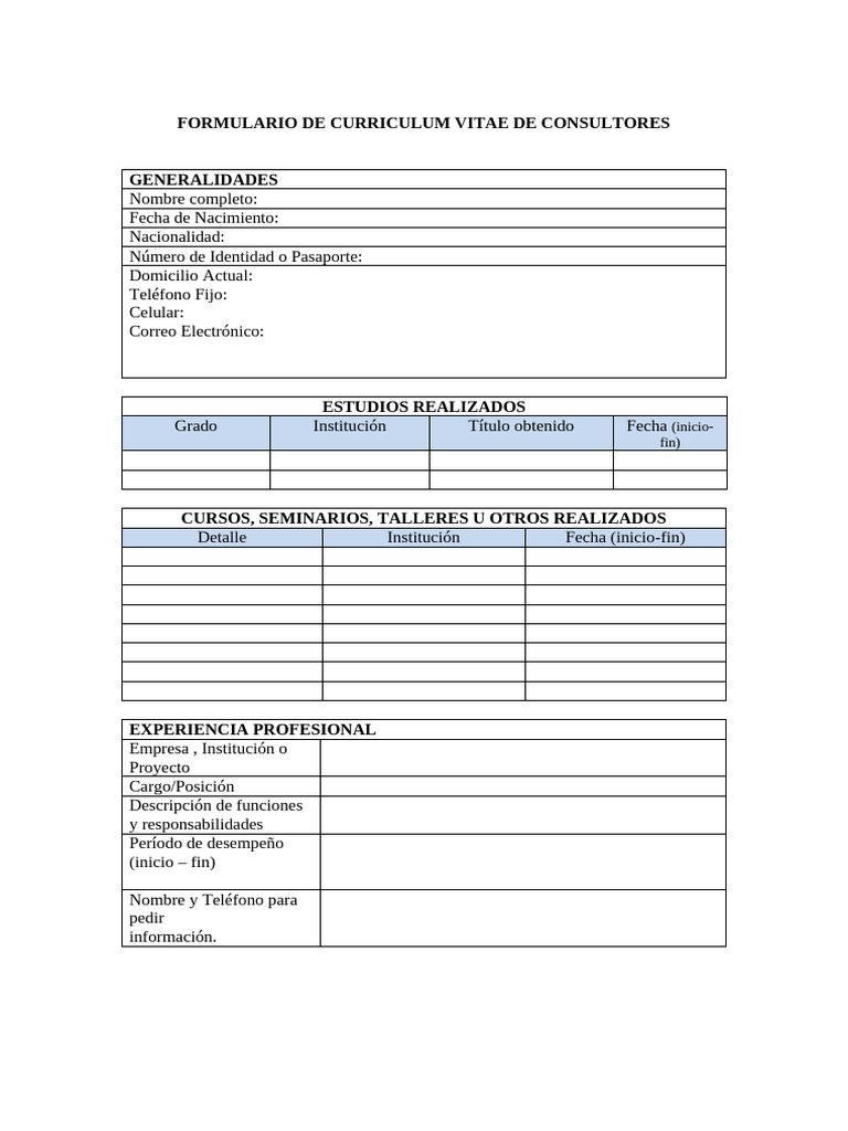 Formulario CV | PDF