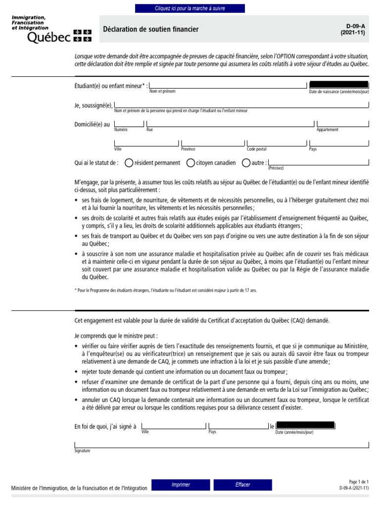 FO Declaration Soutien Financier | PDF