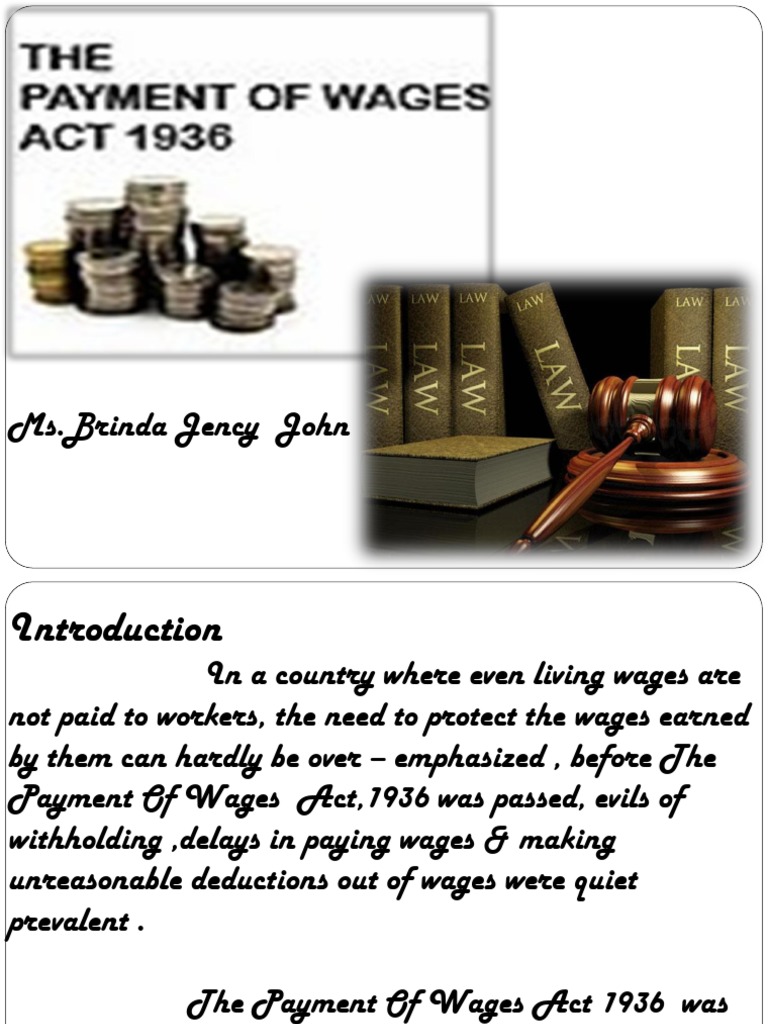 Payment of Wages Act 1936 Wage Employment