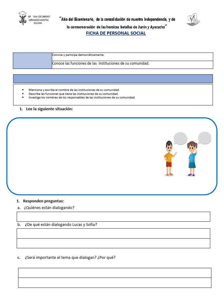 Ficha de Personal Social 27 de Agosto | PDF